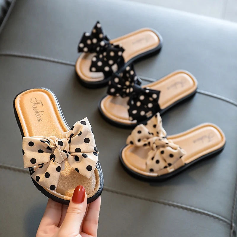 Toddler Baby Girls Summer Beach Slipper Dots Bow Beach Sandals