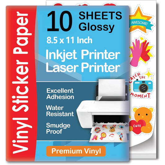 Glossy White Premium Printable Vinyl Inkjet Stickers Suitable for Inkjet Printers