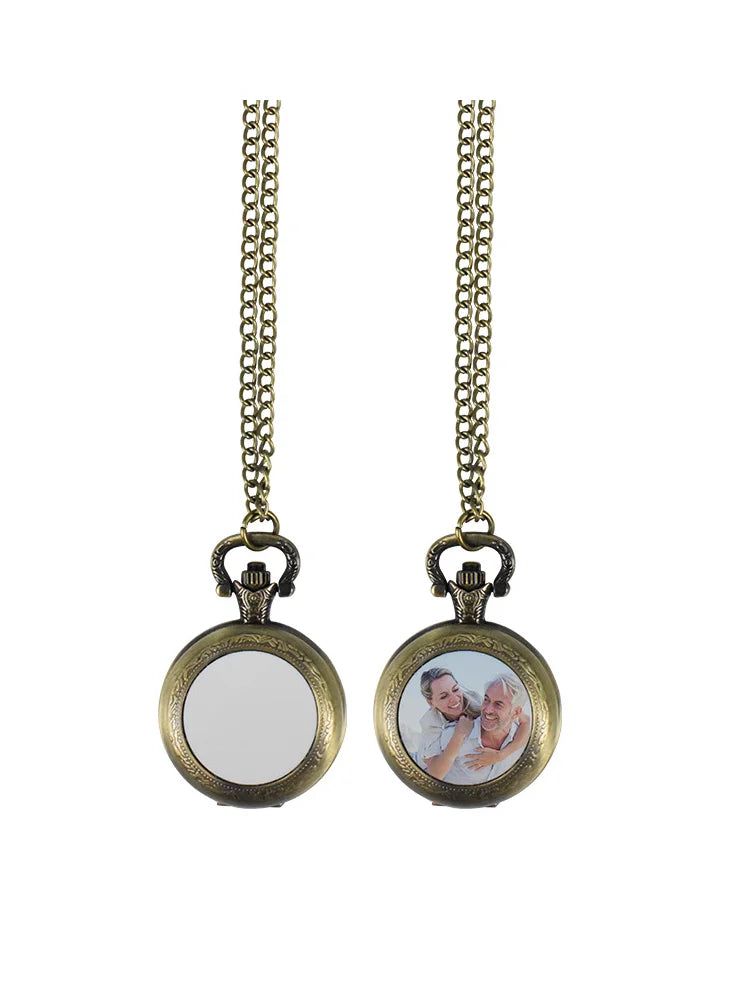 Vintage Necklace with Retro Pocket Watch Pendants Jewelry Sublimation Blanks Creative Gift