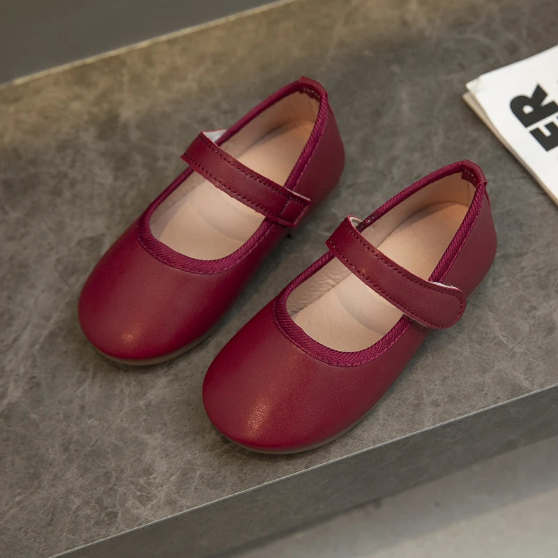 Soft Leather Plain Children Princess Shoes Light Round Toe Kids Flats