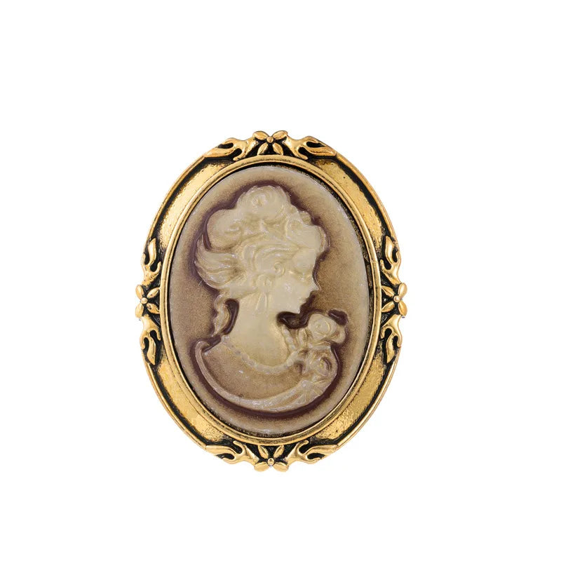 Vintage Victorian Design Queen's Cameo Brooch Pin, Antique