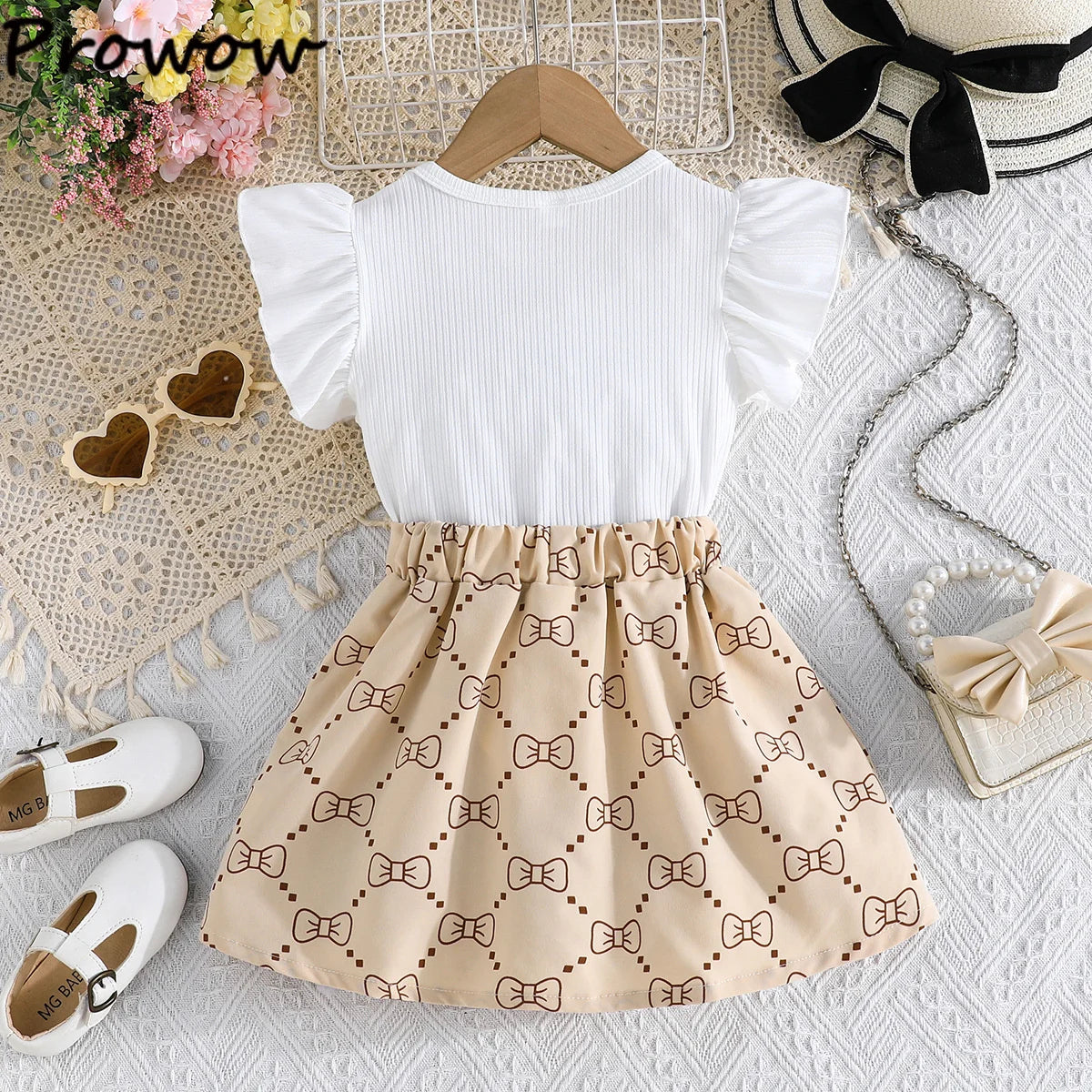 School Outfit Flutter Sleeve Front Bow