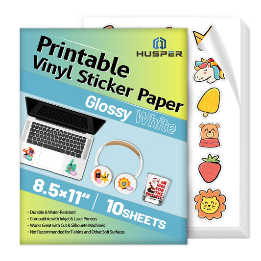 Glossy White Printable Vinyl Sticker Paper Tear-Resistant Waterproof Inkjet