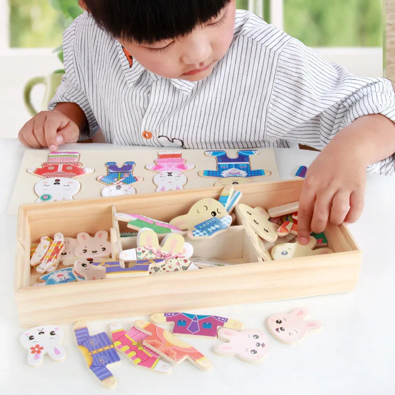 Children's Early Education Wooden Jigsaw Puzzle Dressing Game