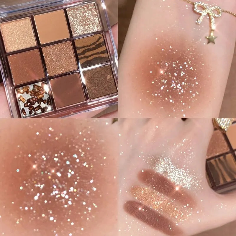Eyeshadow Palette Oh Rosy Nine Palace Grid Auto Focus Low Saturation Smoke Powder