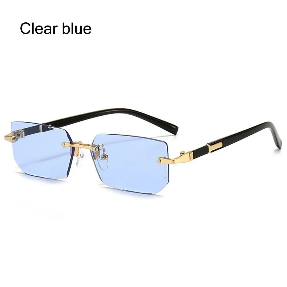 Trendy Rimless Sunglasses Frameless Rectangle Retro Shades Summer