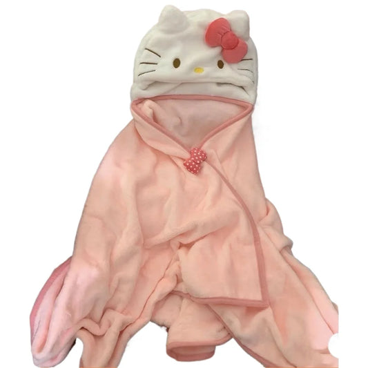 Hooded Coat Blanket Shawl Quilt Hat Keep Warm Soft