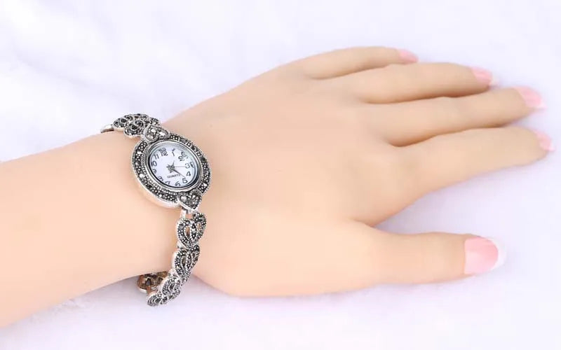 Vintage Luxury Bracelet Watch Women Rhinestone Ladies Elegant Watches Clock Quartz