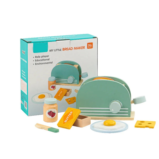 Wooden Toaster Toy Kids Bread
