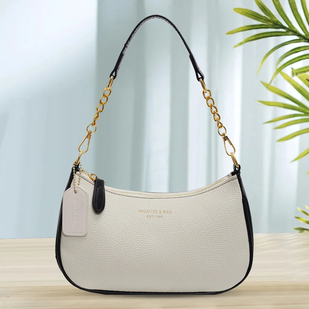 Crossbody Bag PU Leather Zipper Closure Crescent Bag Handbag