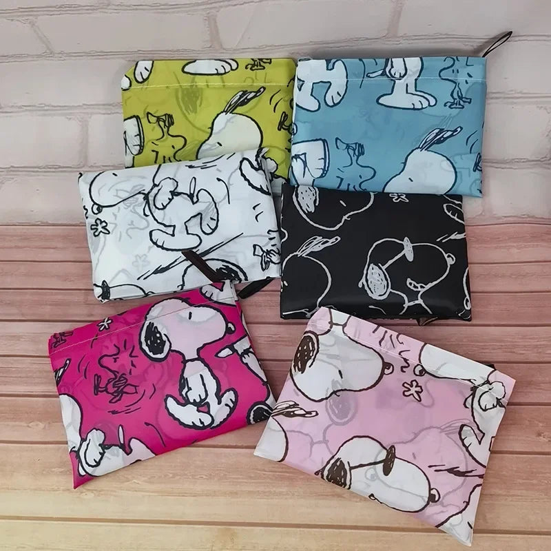 Snoopy Foldable Shopping Bag Thick Nylon Large Tote Reusable Waterproof Polyester