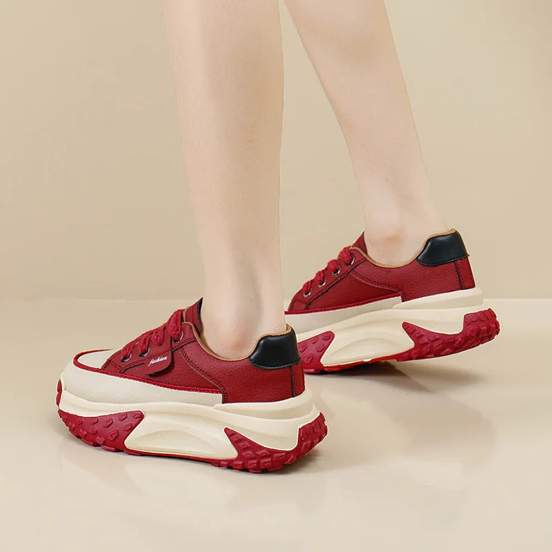 Fashion Mixed Colors Women's Vulcanize Shoes Thick-Soled Breathable Casual Shoes