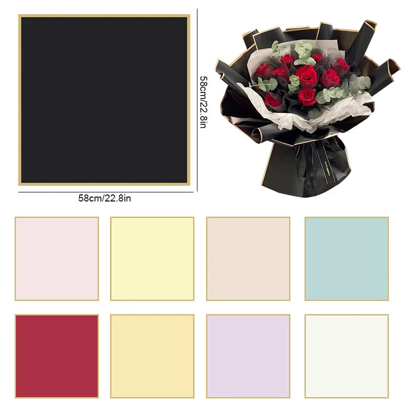 Golden Edge Flower Wrapping Paper Waterproof Bouquet Gift Packaging Decoration Supplies