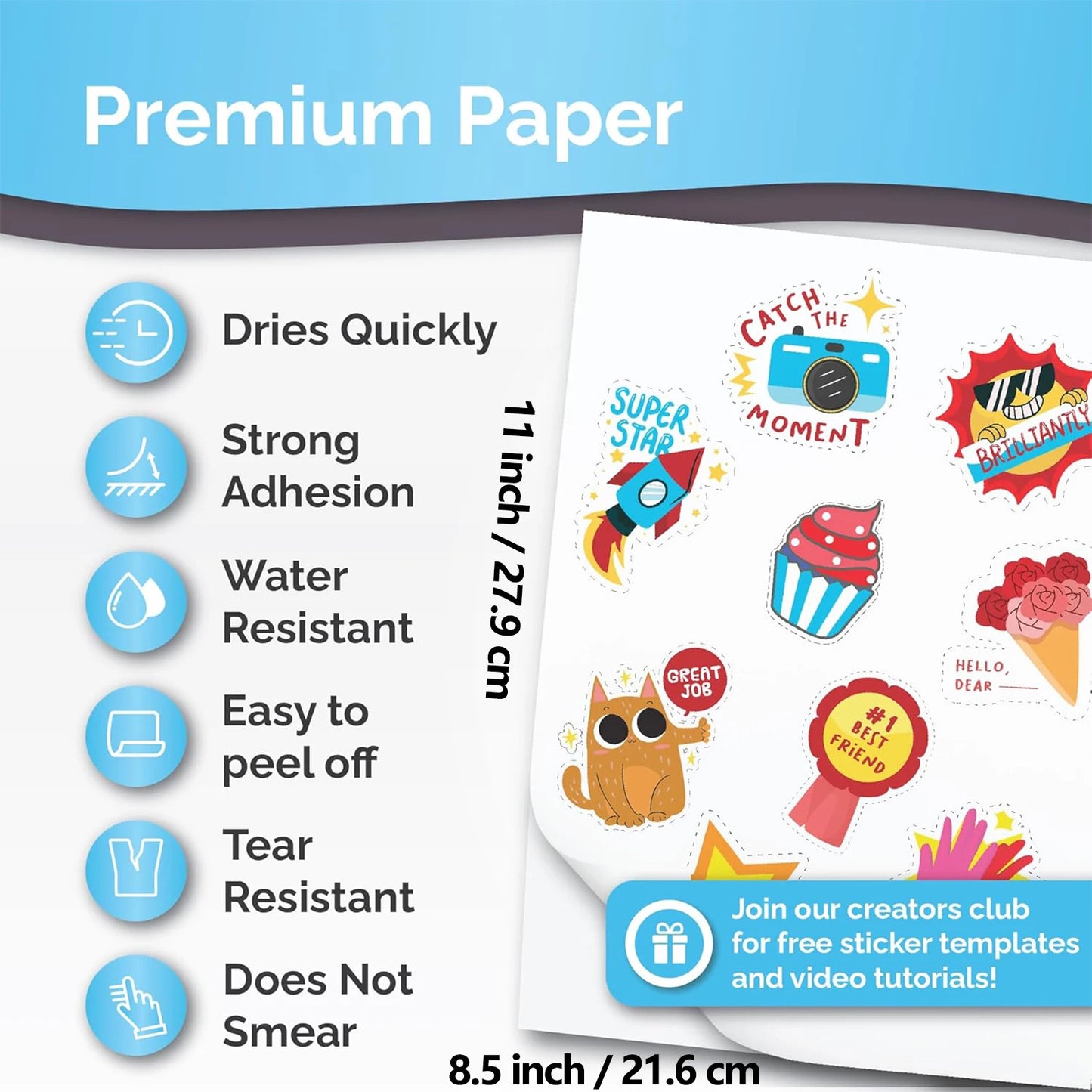 Glossy White Premium Printable Vinyl Inkjet Stickers Suitable for Inkjet Printers