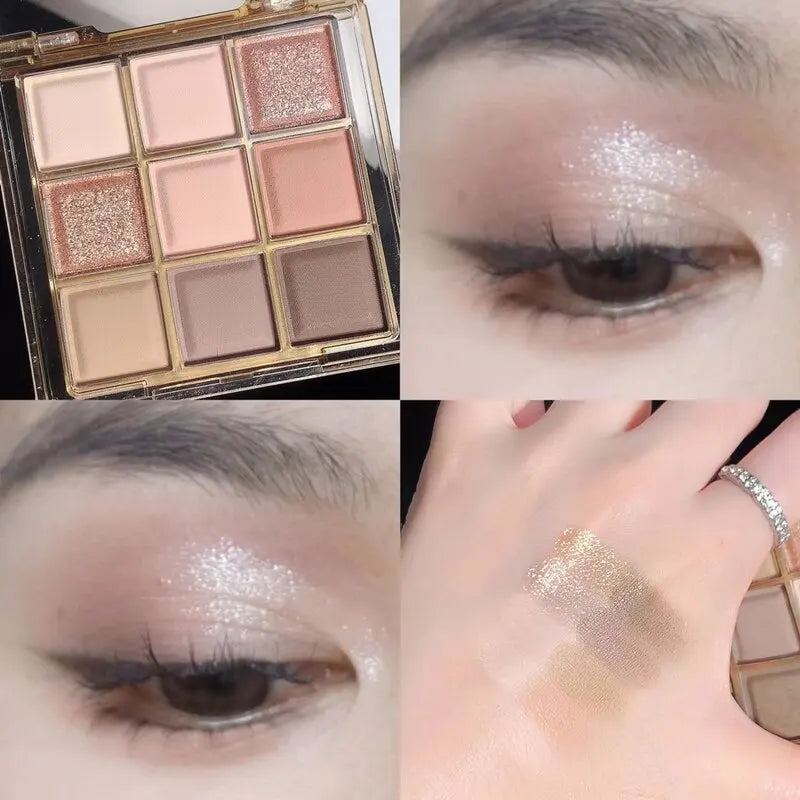 Eyeshadow Palette Oh Rosy Nine Palace Grid Auto Focus Low Saturation Smoke Powder