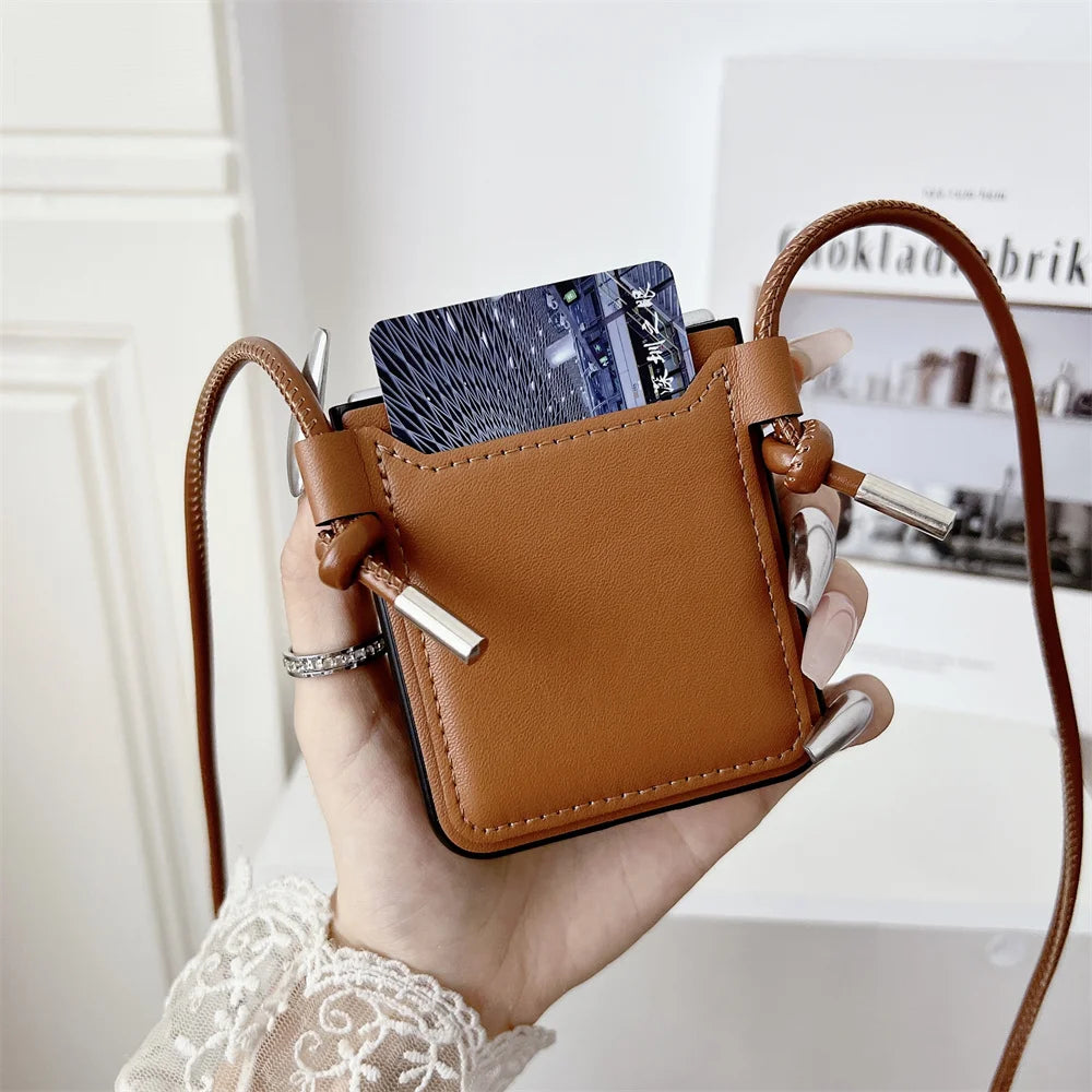 Card Bag Leather Folding Phone Case for Samsung Galaxy Z Flip
