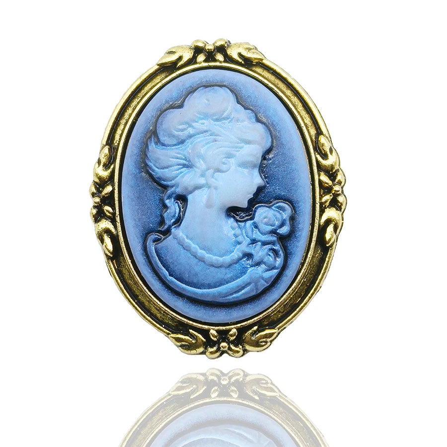 Vintage Crystal Rhinestones Cameo Brooches for Women Queen Head Brooch Pin