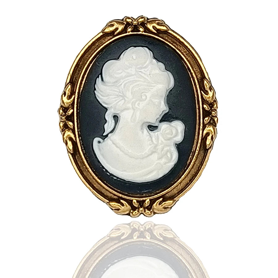 Vintage Crystal Rhinestones Cameo Brooches for Women Queen Head Brooch Pin