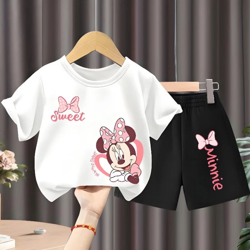 Children's T Shirt Set Girls O Neck Short Sleeve Top Suit Kids Casual Outfits Summer
