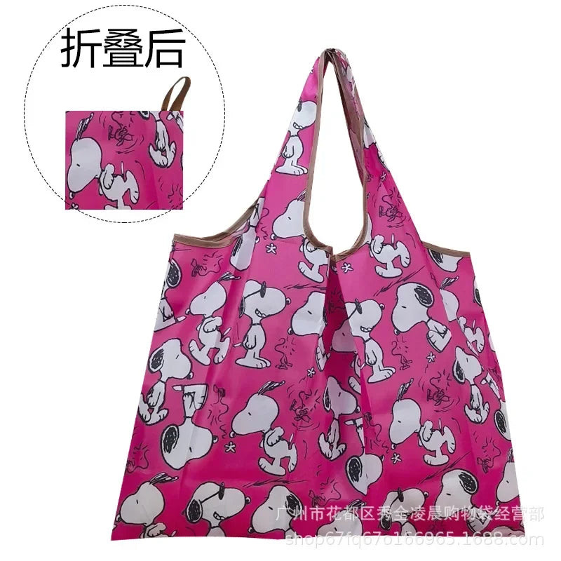 Snoopy Foldable Shopping Bag Thick Nylon Large Tote Reusable Waterproof Polyester
