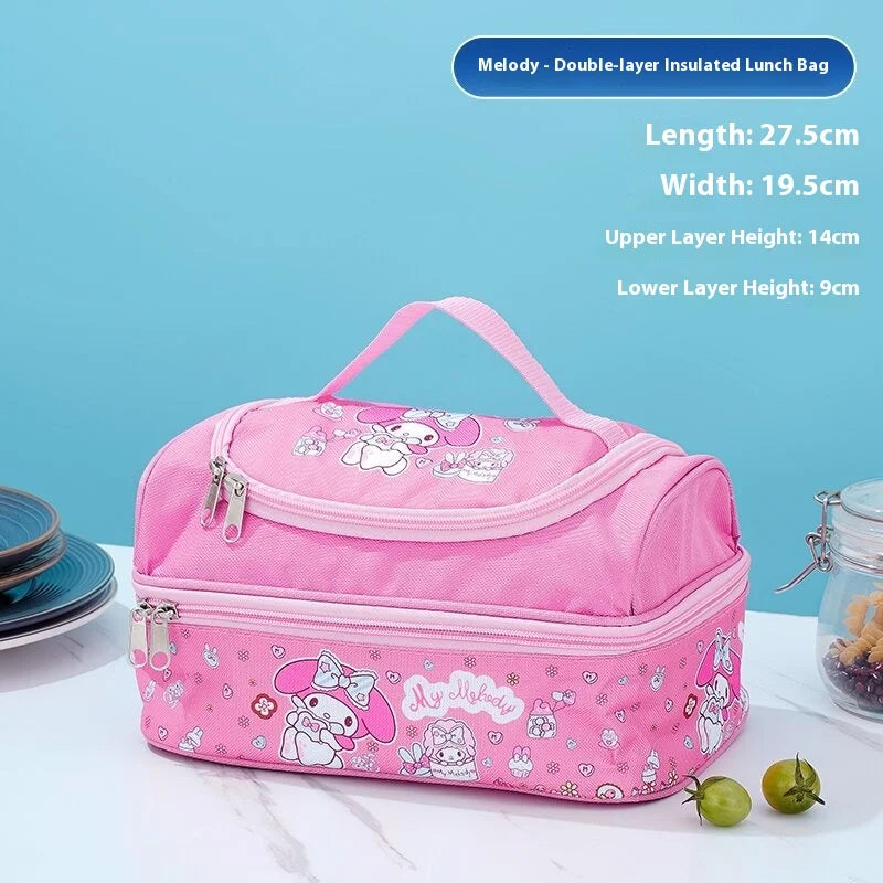 Double-Layer Insulated Handbag Waterproof Bento Bag
