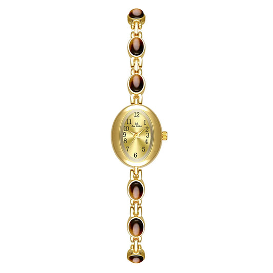 Vintage Women's Watches Elegant Jade Jewelry Bracelets Gold Wristwatch Retro Quartz