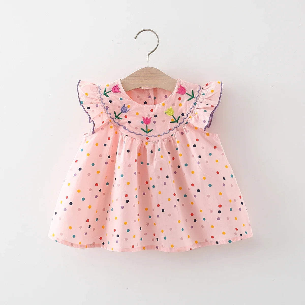 Dress Summer Colorful Polka Dot Flower Embroidery Princess