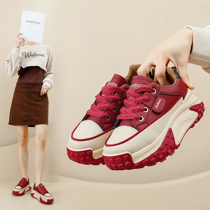 Fashion Mixed Colors Women's Vulcanize Shoes Thick-Soled Breathable Casual Shoes