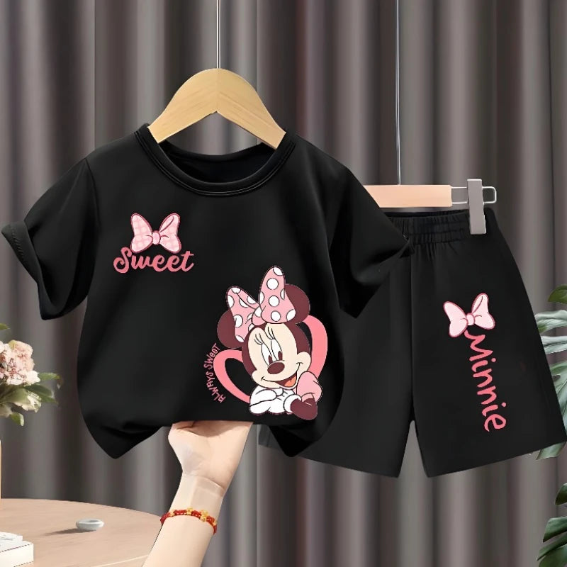 Children's T Shirt Set Girls O Neck Short Sleeve Top Suit Kids Casual Outfits Summer