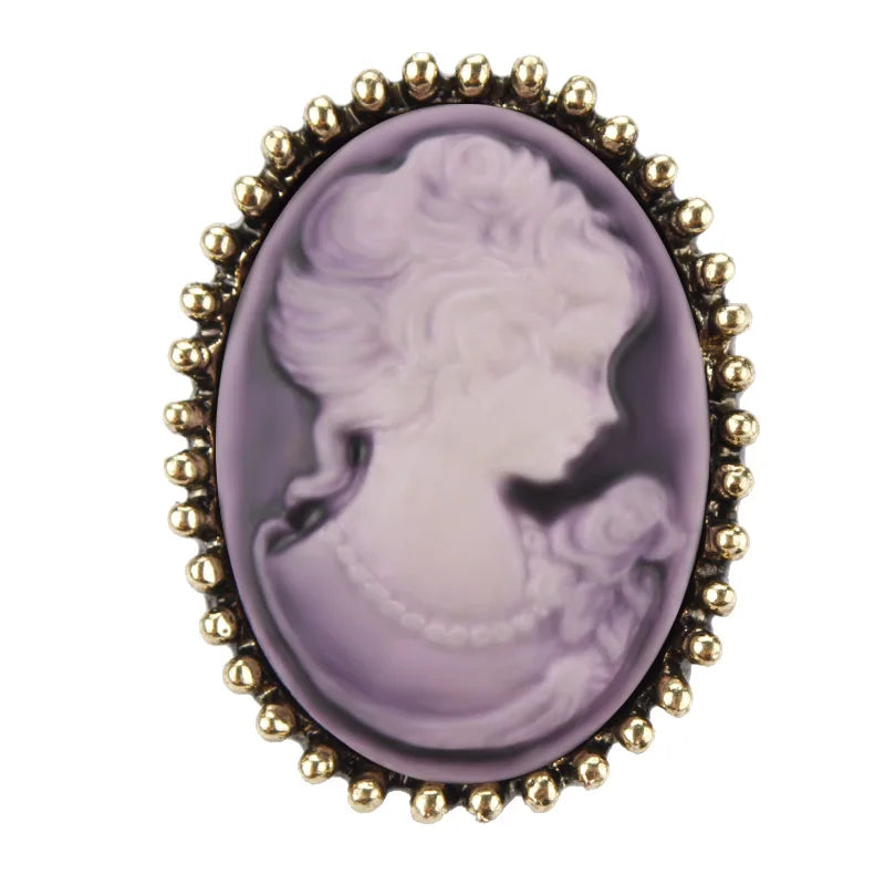 Vintage Cameo Elegant Queen Head Portrait Brooch For Women Antique Wedding