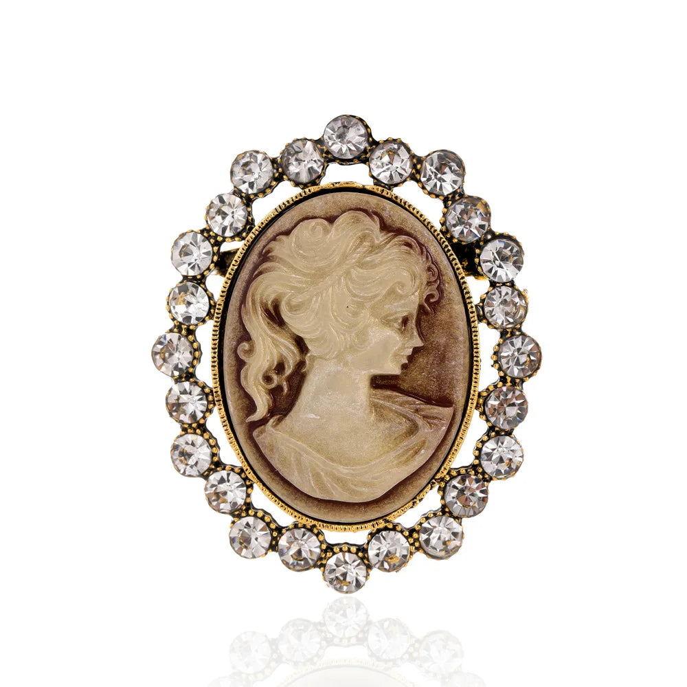 Vintage Victorian Design Queen's Cameo Brooch Pin, Antique