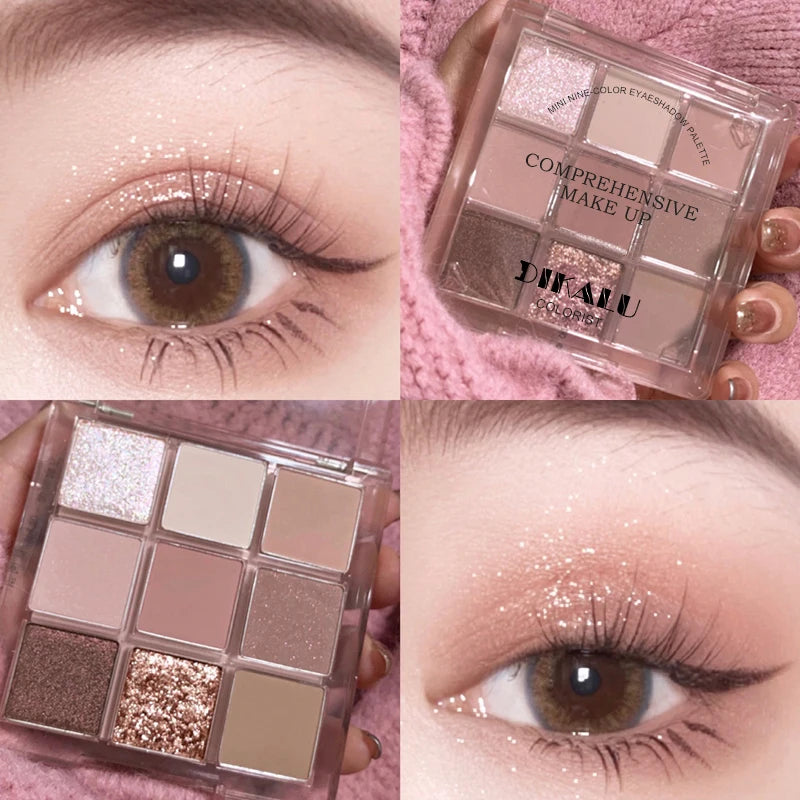 Eyeshadow Palette Oh Rosy Nine Palace Grid Auto Focus Low Saturation Smoke Powder