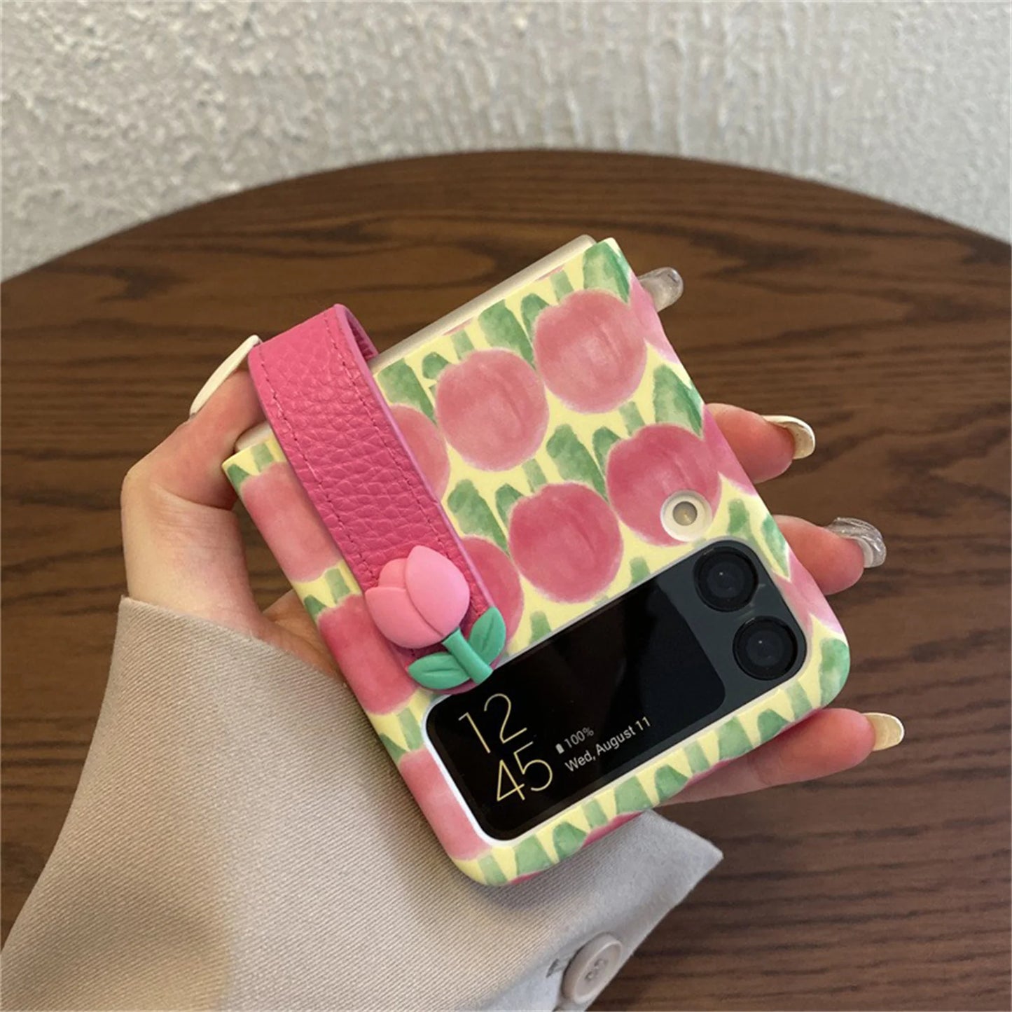 3D Tulip Wrist Strap Bracket Case for Samsung Galaxy Z Flip