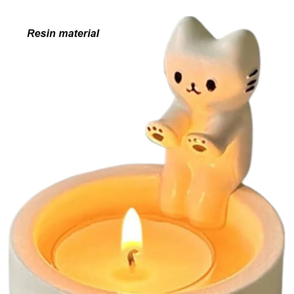 Kitten Candle Holder Cute Cat Candlestick Creative Aromatherapy Candle Holder Durable
