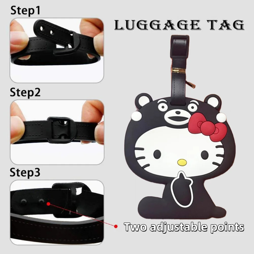 Kawaii Sanrio Luggage Tag Cute Cartoon Silica Suitcase Id Address Holder