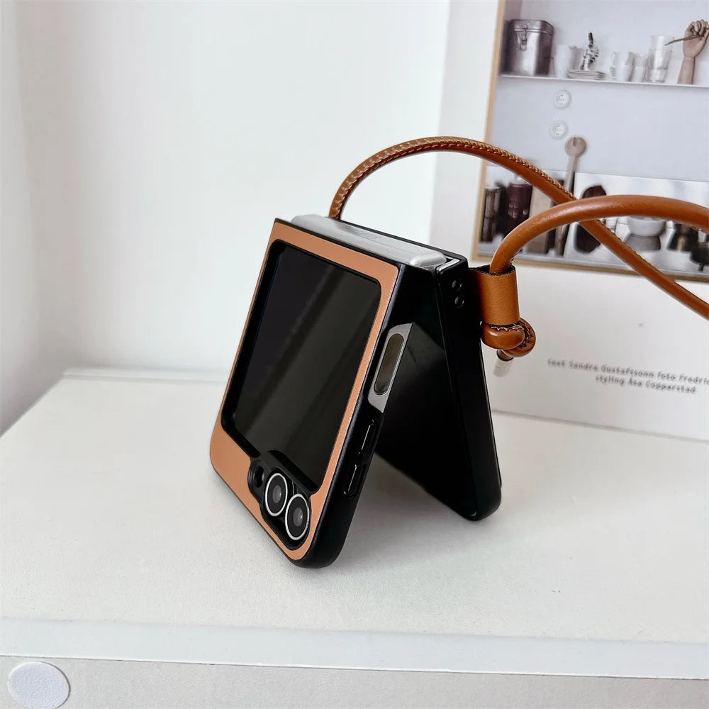Card Bag Leather Folding Phone Case for Samsung Galaxy Z Flip