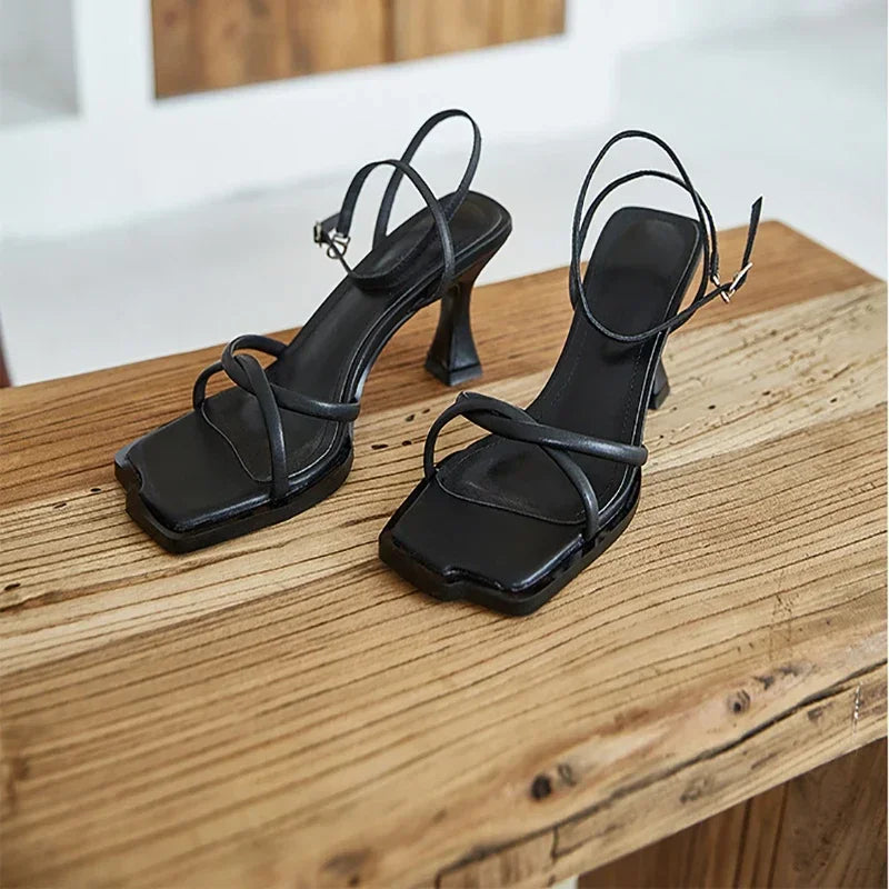 Summer Narrow Band Heel Sandals Women