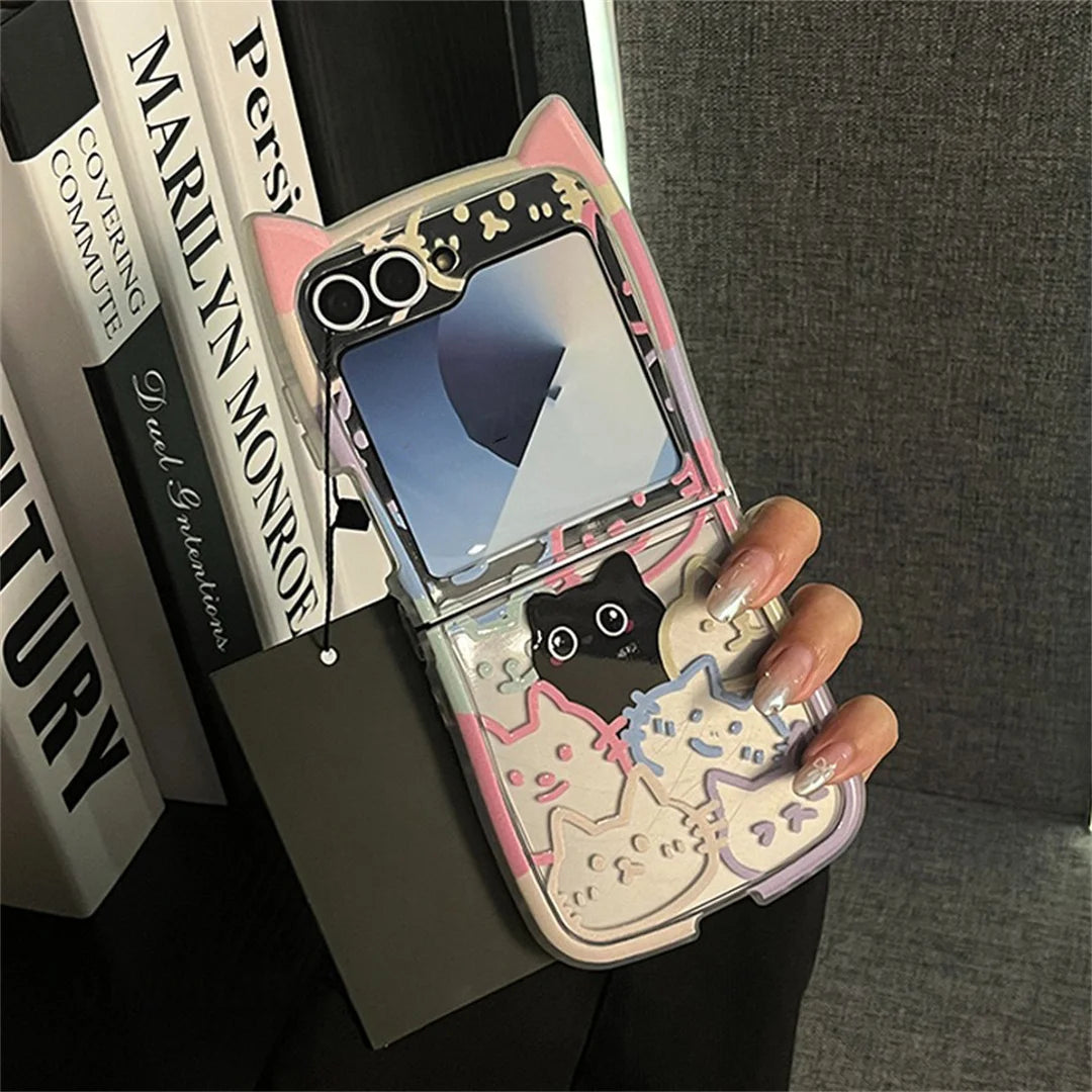 Cute Cat Ear Edge Kitty Case for Samsung Galaxy Z Flip Shockproof Cover