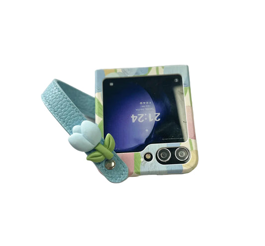 3D Tulip Wrist Strap Bracket Case for Samsung Galaxy Z Flip