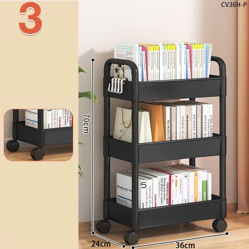 Multi-Layer Trolley Rack Plastic Trolley Kitchen Mobile Storage Rack with Wheels