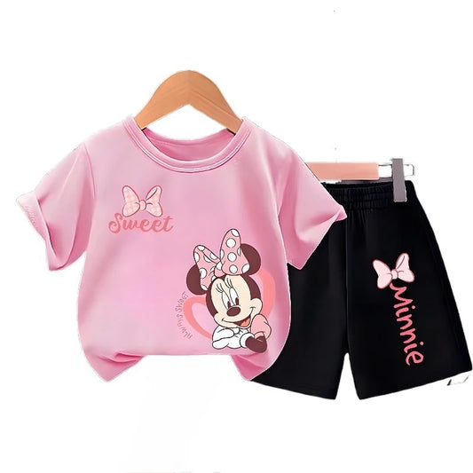 Children's T Shirt Set Girls O Neck Short Sleeve Top Suit Kids Casual Outfits Summer
