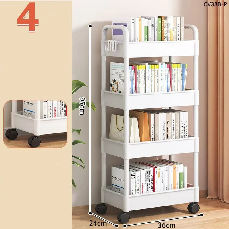 Multi-Layer Trolley Rack Plastic Trolley Kitchen Mobile Storage Rack with Wheels