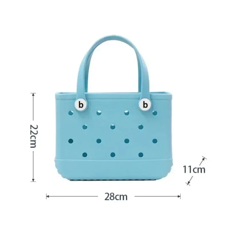 Small Beach Bag Tote Silicone Basket Waterproof Mini Jelly Handbag