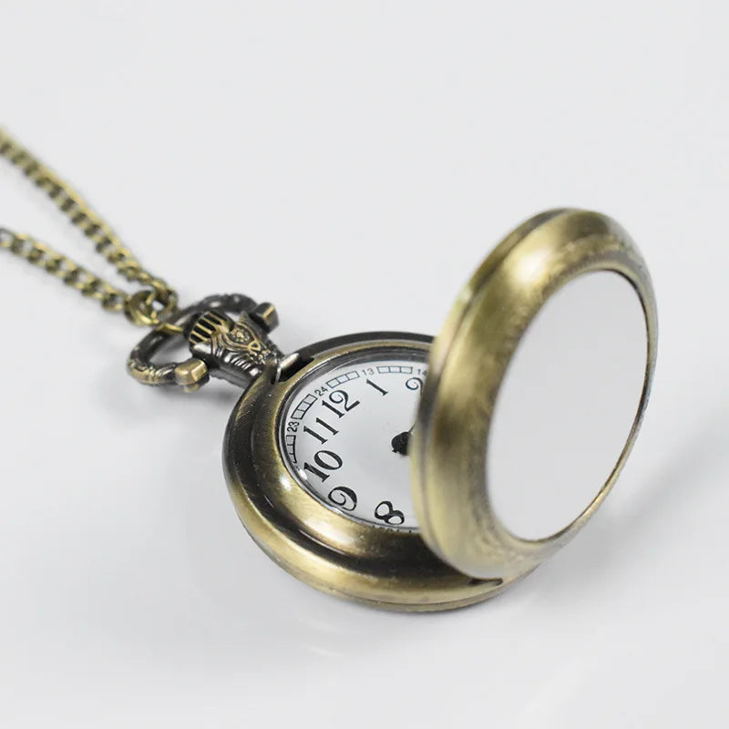Vintage Necklace with Retro Pocket Watch Pendants Jewelry Sublimation Blanks Creative Gift