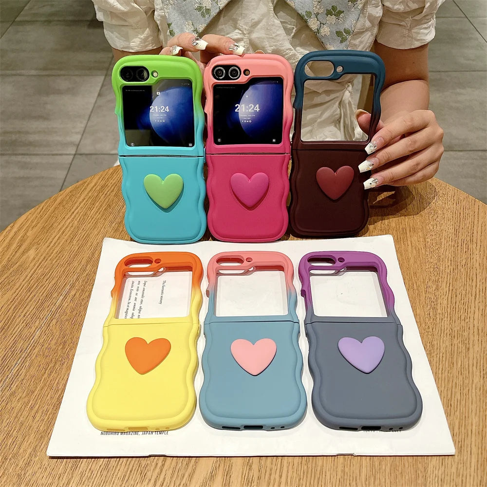 3D Love Heart Gradient Folding Case for Samsung Galaxy Z Flip