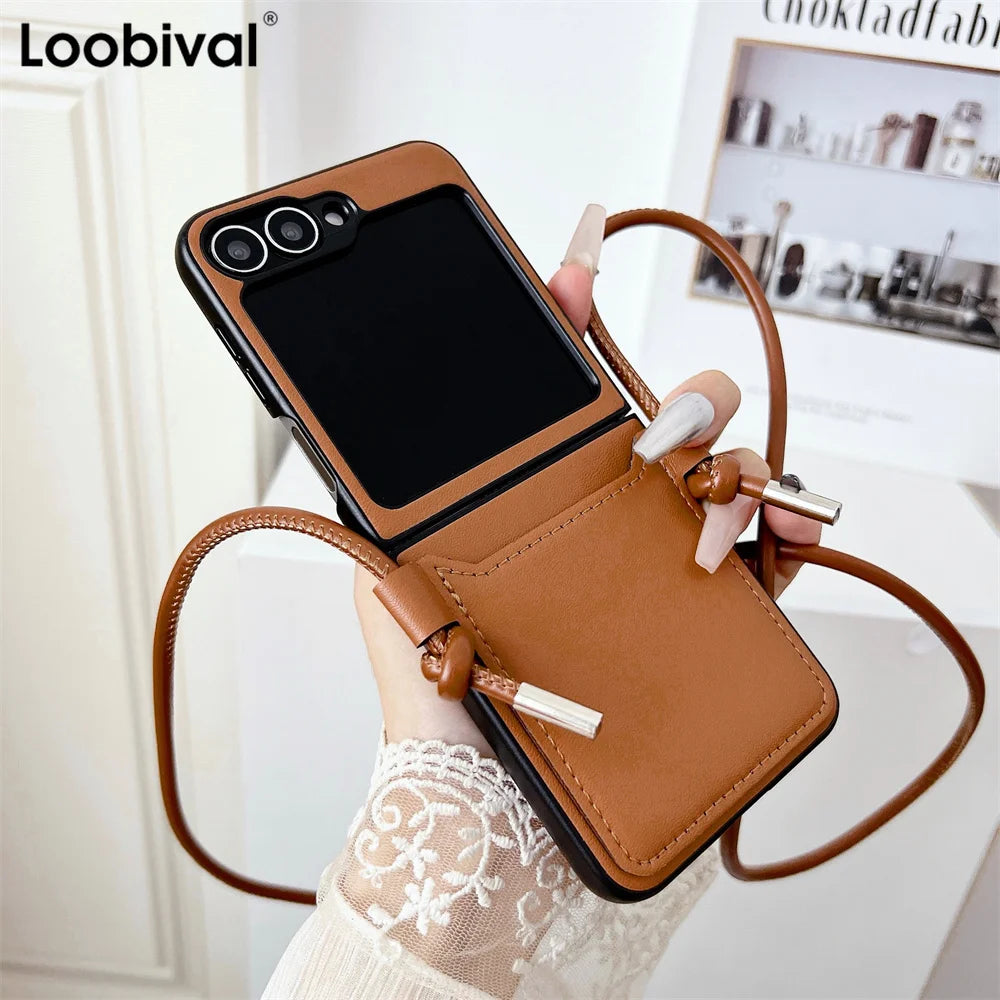 Card Bag Leather Folding Phone Case for Samsung Galaxy Z Flip