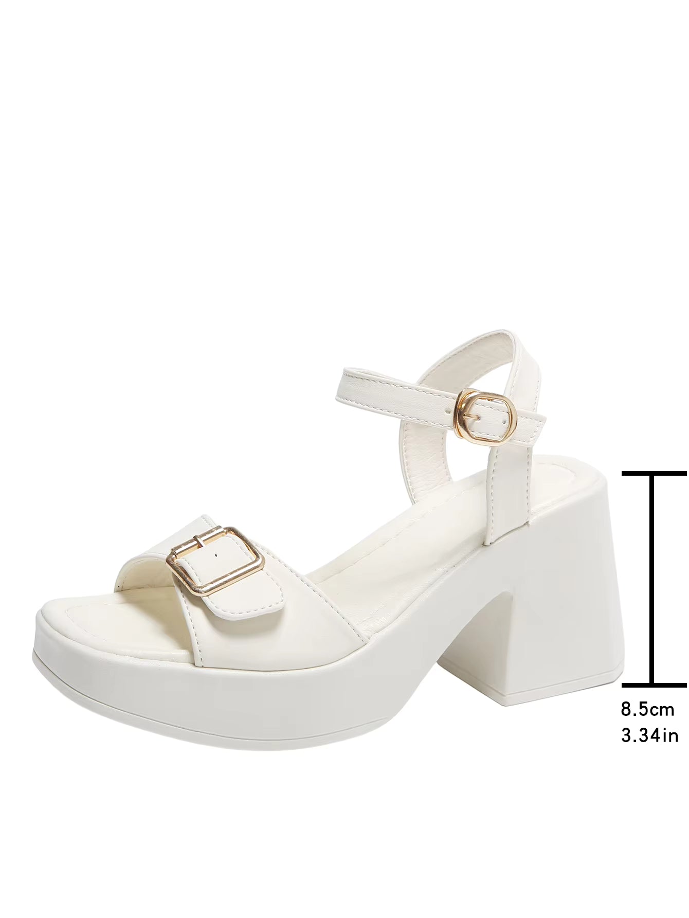 Sole sandals solid color casual shoes one line buckles high heel sandals