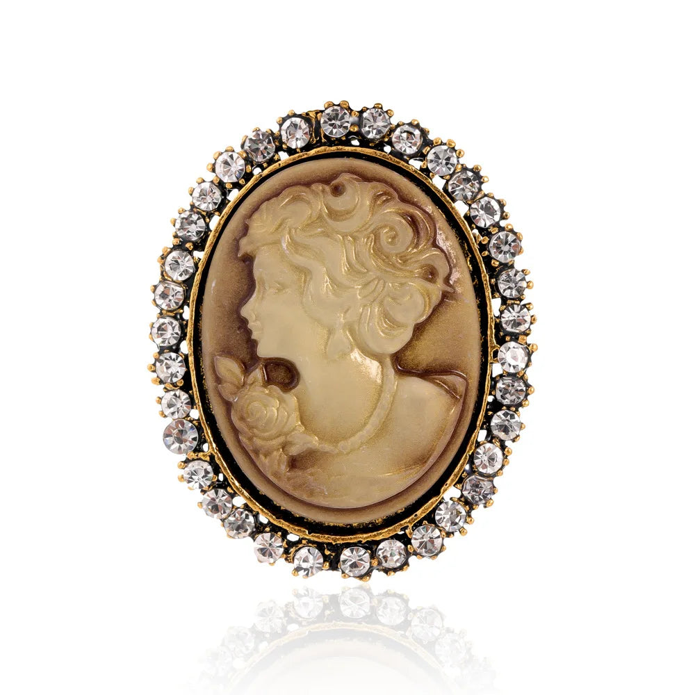 Vintage Victorian Design Queen's Cameo Brooch Pin, Antique