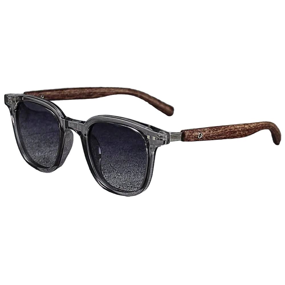 Trendy Retro Wood Grain Sunglasses Square Frame UV Protection