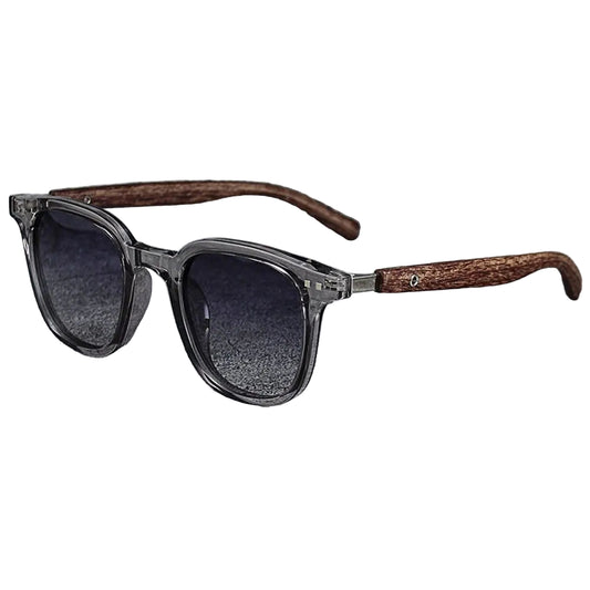 Trendy Retro Wood Grain Sunglasses Square Frame UV Protection